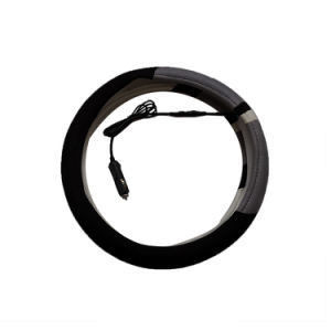 Car Sport 7.4V12V Suede riscaldamento elettrico volante copertura del volante diametro 38cm PU cuoio